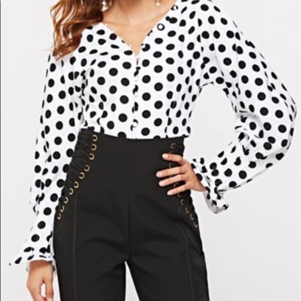 VINTAGE  POLKA DOT TAILORED BLOUSE